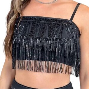 SEQUIN FRINGE FUN CLUB CROP TOP